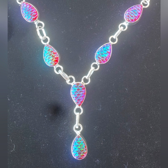New Rainbow Titanium Magical Fantasy Scale 925 Silver Necklace. - Picture 1 of 13